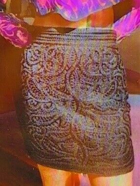 NWOT Maje High Waist Luxe Stunning Black Thick Crochet Jazzy Mini Skirt Sz FR 36
